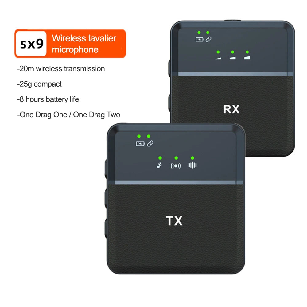 🎤 Micrófono Inalámbrico de Solapa SX9 – Doble Audio