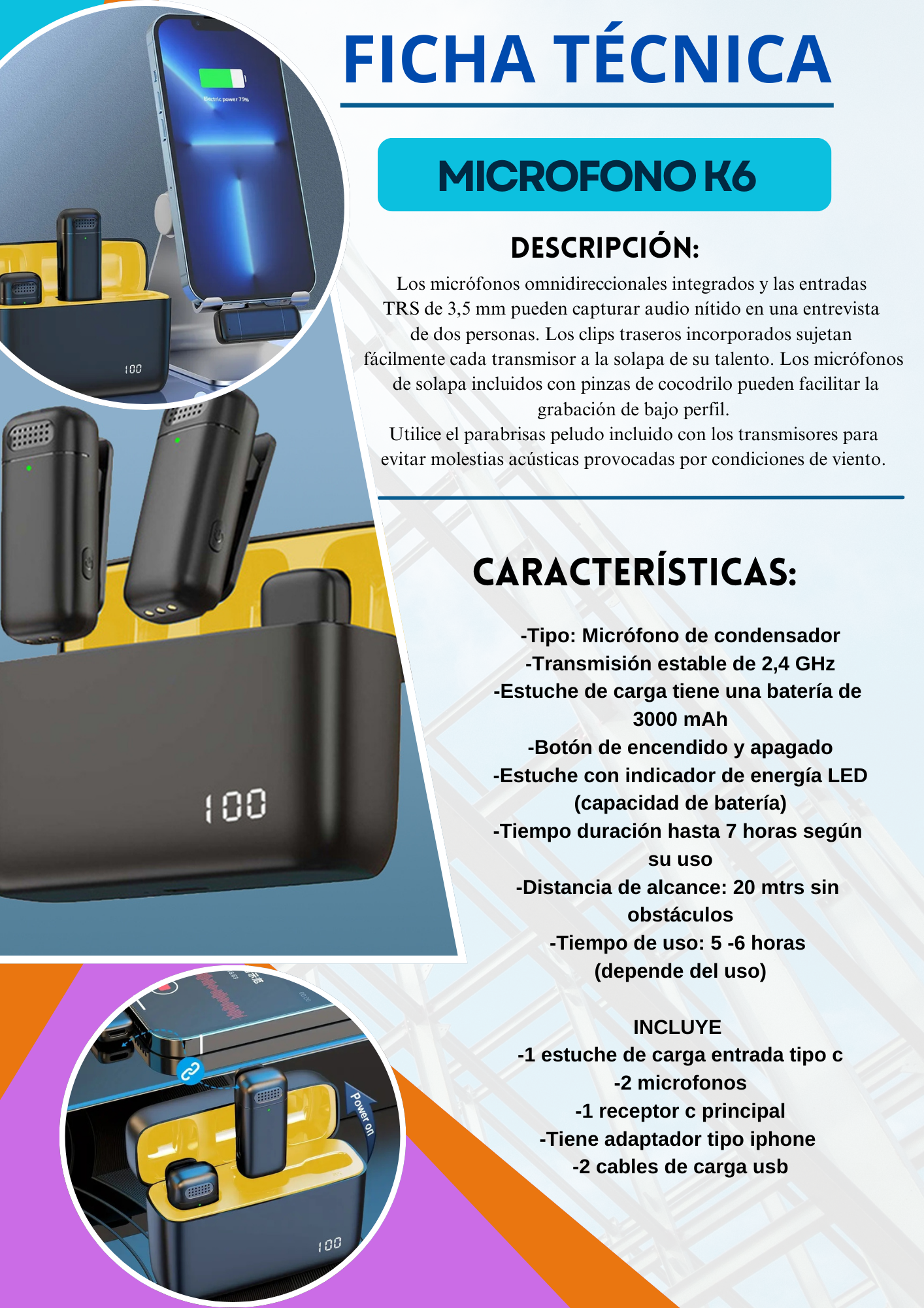 MICRÓFONO ESTUCHE K6