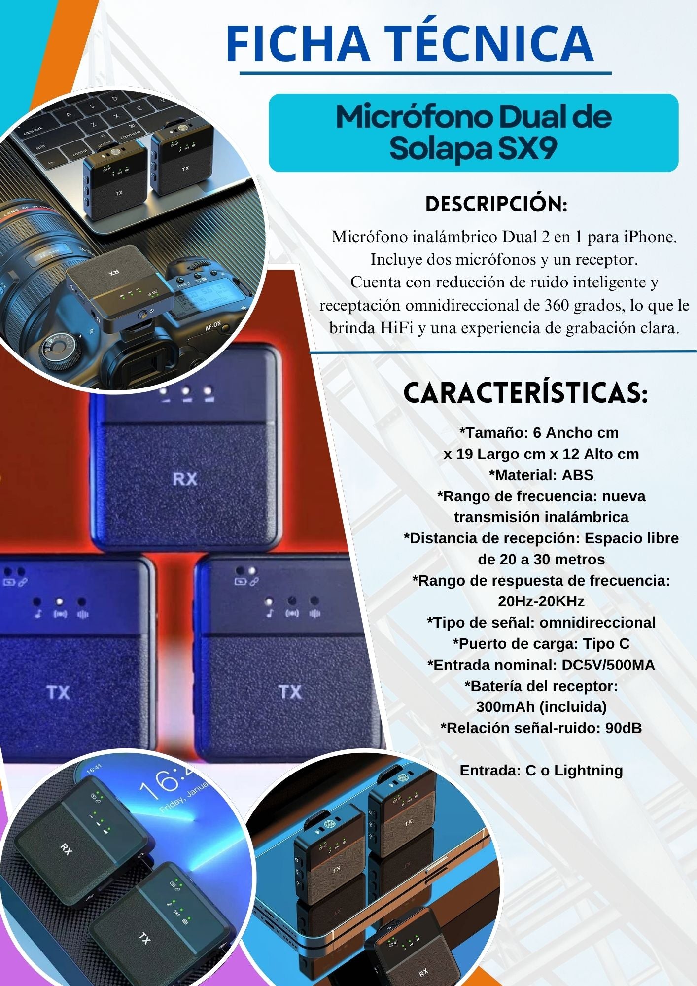 Micrófono Dual Solapa SX9 2 en 1