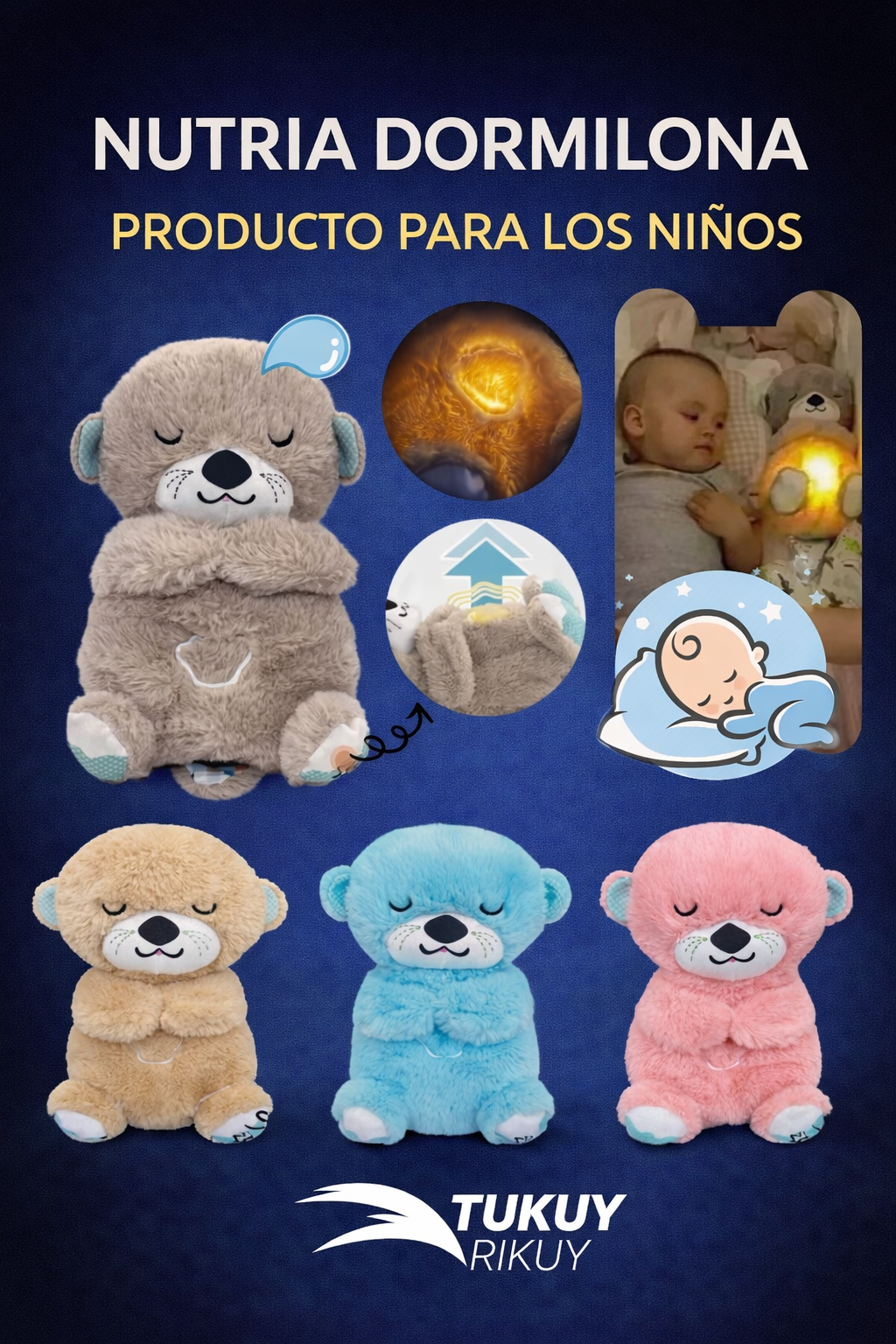 🧸 Nutria Dormilona – Muñeco Relajante para el Descanso y la Calma 👶